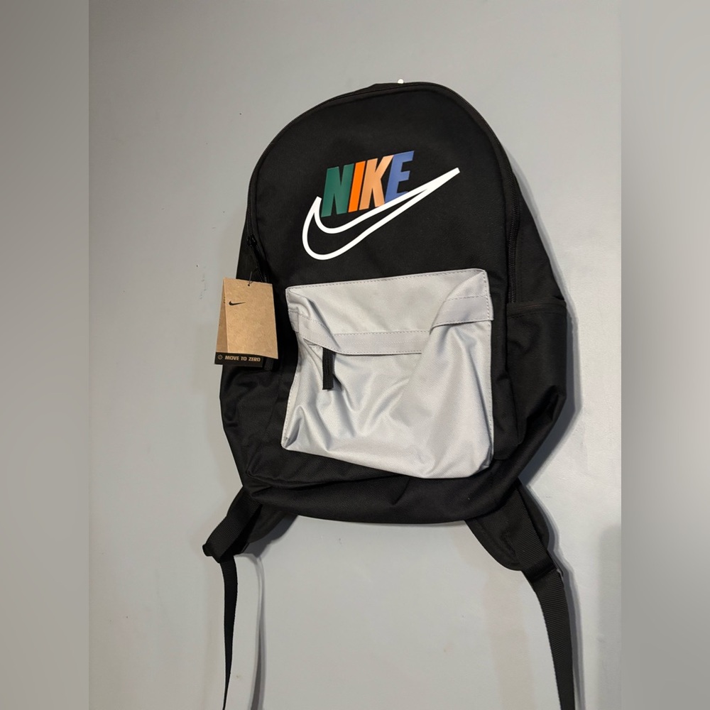 NWT Nike Black and Gray with Colorful Lettering Backpack